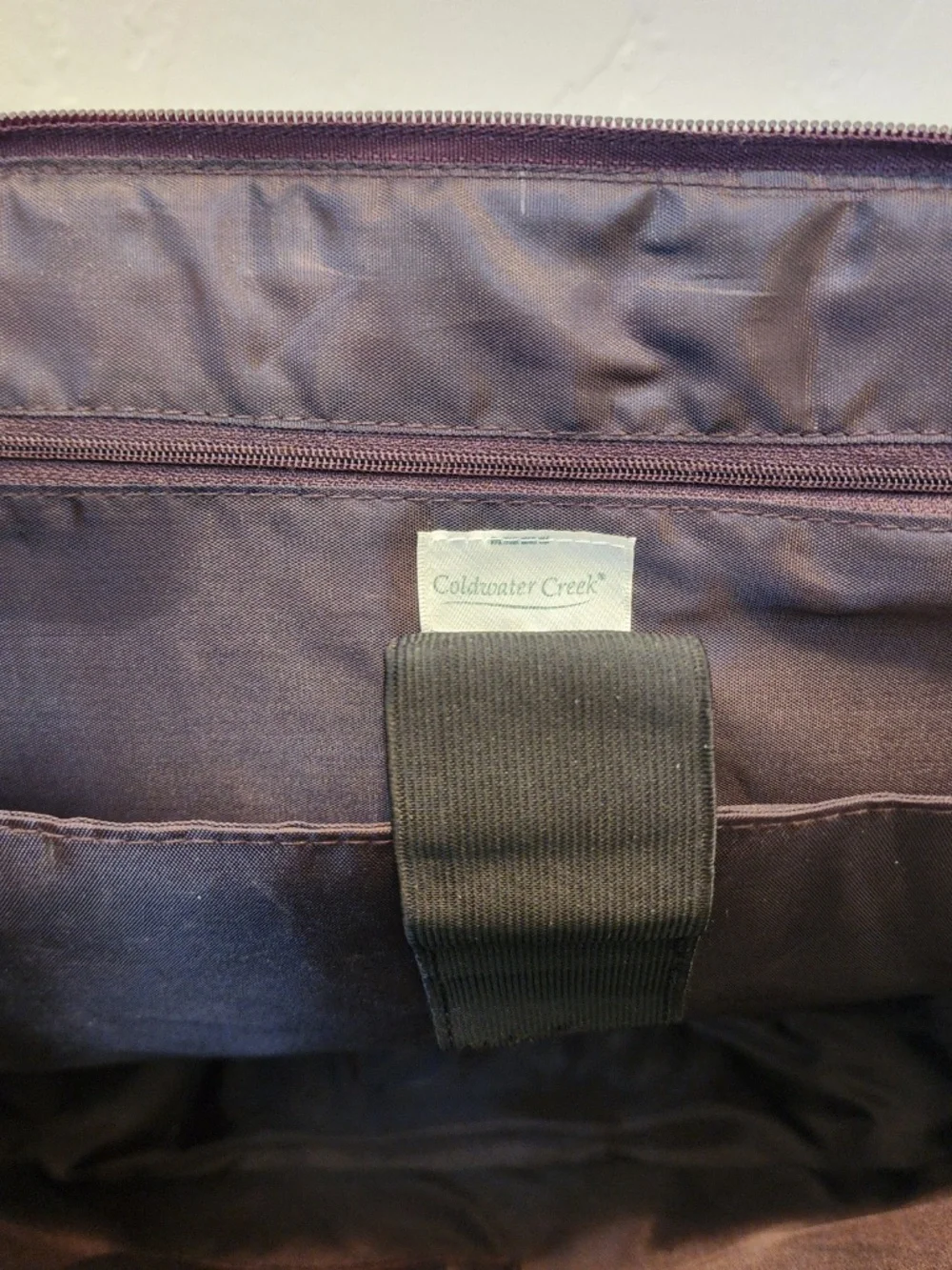 Coldwater Creek Hampton Computer Bag Brown Woven Faux Leather Office Work